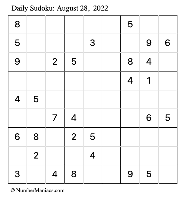 today s daily printable sudoku puzzle