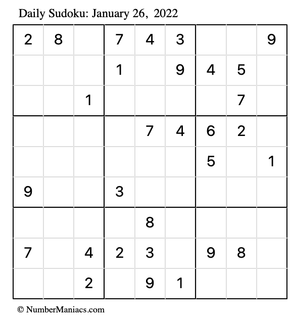 today s daily printable sudoku puzzle