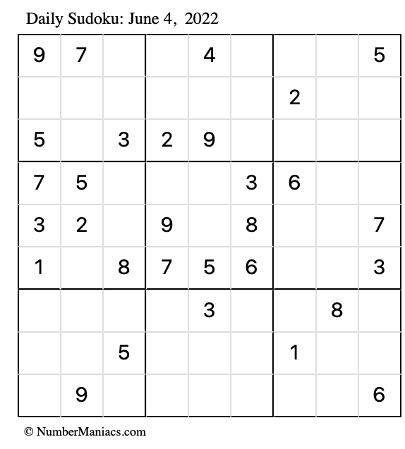today s daily printable sudoku puzzle